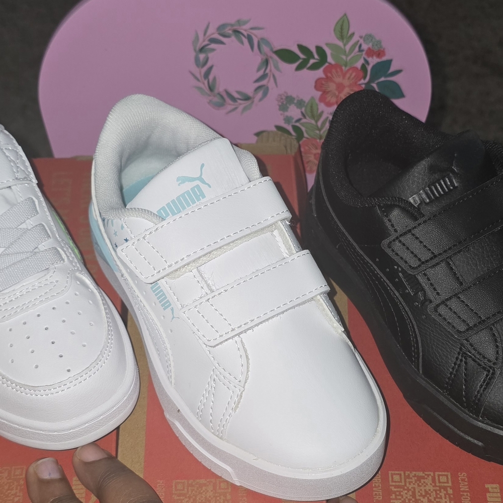 Girls Puma White and Black Sneakers Classic Design $60 All 3 Pair